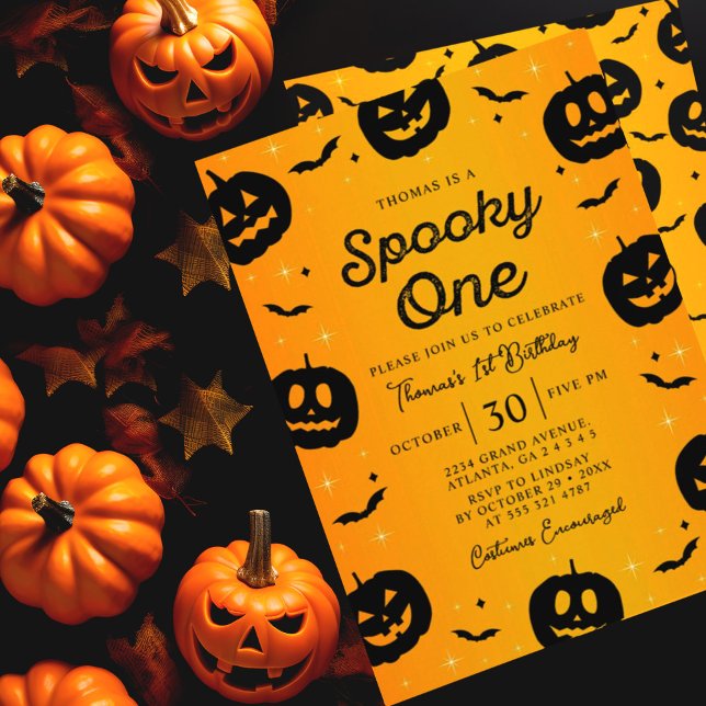 Invitación Fiesta de cumpleaños de Pumpkin Bats Halloween Spo (Subido por el creador)