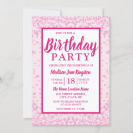 Invitación Fiesta de cumpleaños de Purpurina rosa de todas la