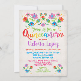Invitación Fiesta de cumpleaños de Quinceañera con bordado