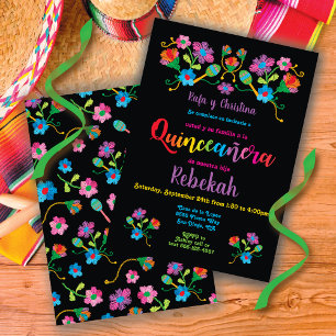 Invitación Fiesta de cumpleaños de Quinceañera con bordado