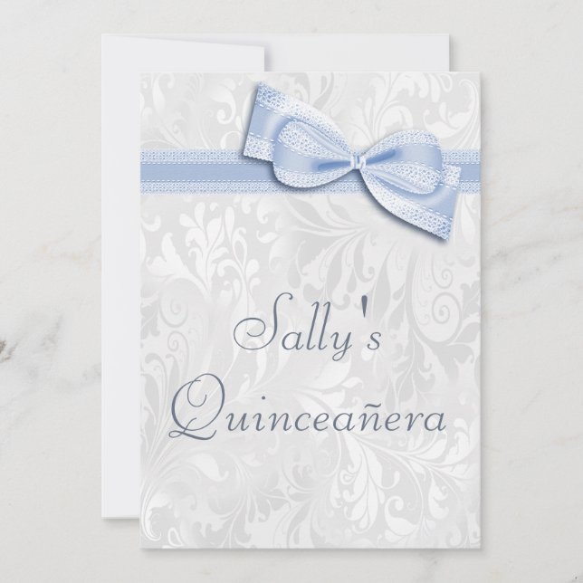 Invitación Fiesta de cumpleaños de Quinceañera Damask y Faux  (Anverso)