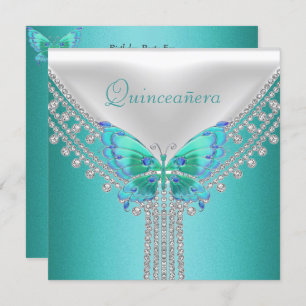 Invitación Fiesta de cumpleaños de Quinceañera Mariposa Blanc