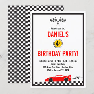 Invitación Fiesta de cumpleaños de Race Car