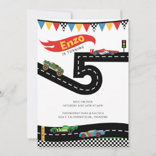 Invitación Fiesta de cumpleaños de Race Car