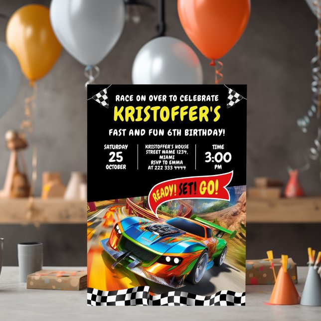 Invitación Fiesta de cumpleaños de Race Car (Subido por el creador)