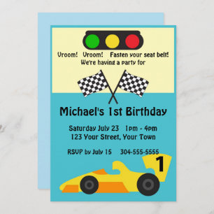 Invitación Fiesta de cumpleaños de Race Car