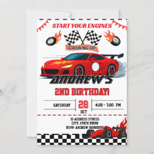 Invitación fiesta de cumpleaños de Race Car personalizado