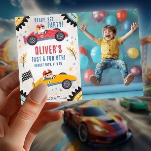 Invitación Fiesta de cumpleaños de Race Car, tema de Carreras