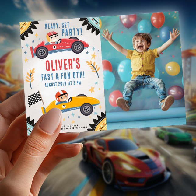 Invitación Fiesta de cumpleaños de Race Car, tema de Carreras (Subido por el creador)