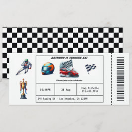 Invitación Fiesta de cumpleaños de Race Car Ticket