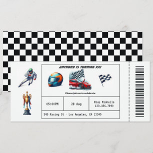 Invitación Fiesta de cumpleaños de Race Car Ticket