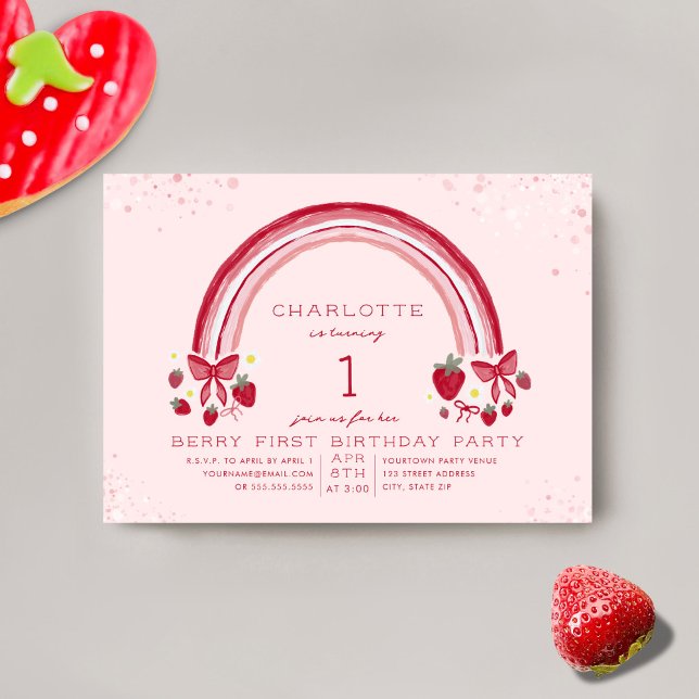 Invitación Fiesta de cumpleaños de Rainbow Strawberry Berry (Subido por el creador)