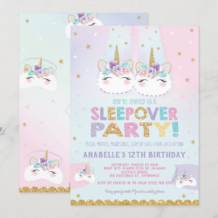Invitación Fiesta de cumpleaños de Rainbow Unicorn