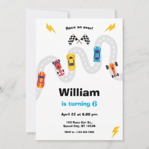 Invitación Fiesta de Cumpleaños de Rally de Autos de Carrera