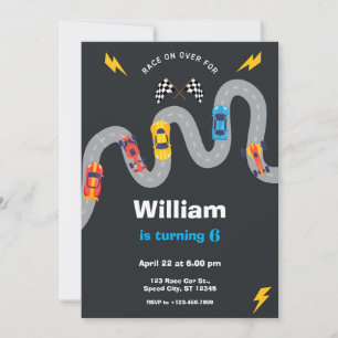 Invitación Fiesta de Cumpleaños de Rally de Autos de Carrera