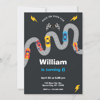 Invitación Fiesta de Cumpleaños de Rally de Autos de Carrera