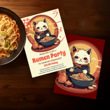 Fiesta de cumpleaños de Ramen con gato japonés de