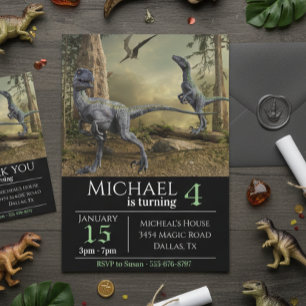 Invitación Fiesta de cumpleaños de Raptor de Velociraptor
