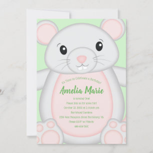 Invitación Fiesta de cumpleaños de ratones de ratón Verde