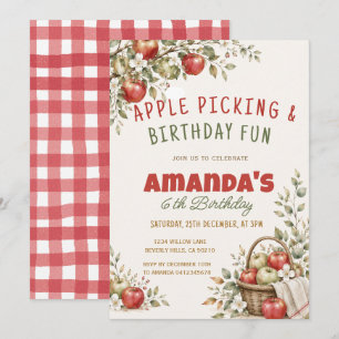 Invitación Fiesta de cumpleaños de recolección de manzanas