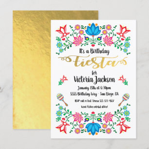 Invitación Fiesta de cumpleaños de Relieve metalizado dorado 