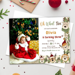 Invitación Fiesta de cumpleaños de renos de los navidades Oh 
