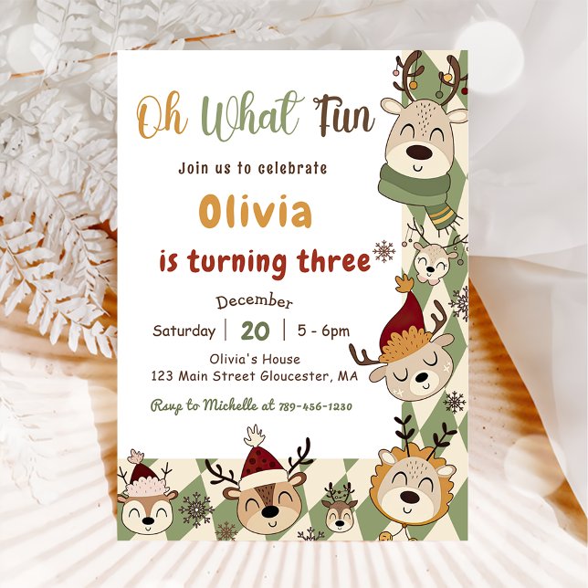 Invitación Fiesta de cumpleaños de renos de los navidades Oh  (Subido por el creador)