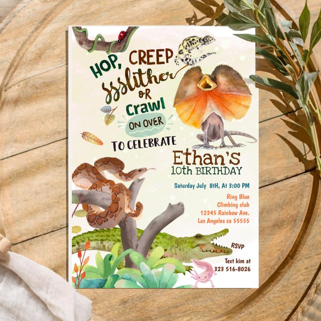 Invitación Fiesta de cumpleaños de Reptiles (Subido por el creador)