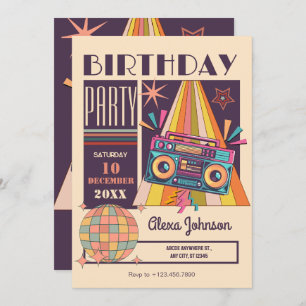 Invitación Fiesta de cumpleaños de Retro