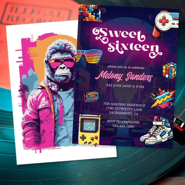 Invitación Fiesta de cumpleaños de Retro 80 (Subido por el creador)