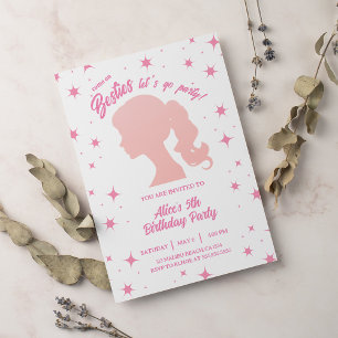Invitación Fiesta de cumpleaños de Retro Bonito Rosa Malibu S