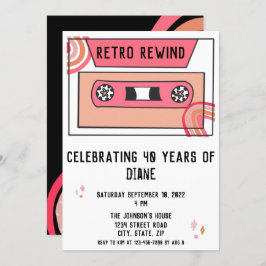 Invitación Fiesta de cumpleaños de retroceso retro