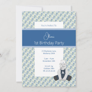Invitación Fiesta de Cumpleaños de Rhino Marinero Azul illusi