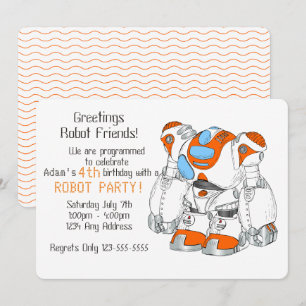 Invitación Fiesta de Cumpleaños de Robot