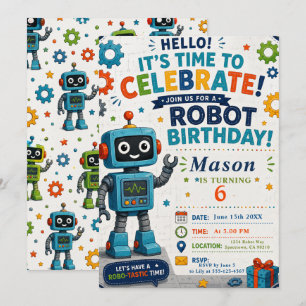 Invitación Fiesta de Cumpleaños de Robot