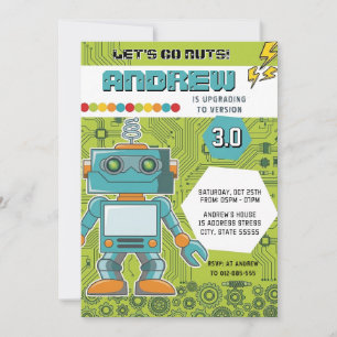 Invitación Fiesta de Cumpleaños de Robot Personalizado