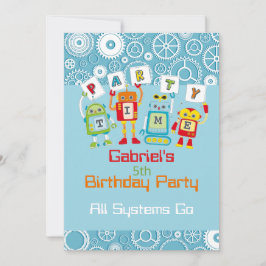 Invitación Fiesta de cumpleaños de Robot y Gear Child