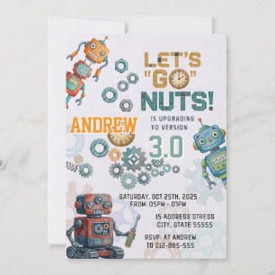 Invitación Fiesta de cumpleaños de robots de ciencia personal