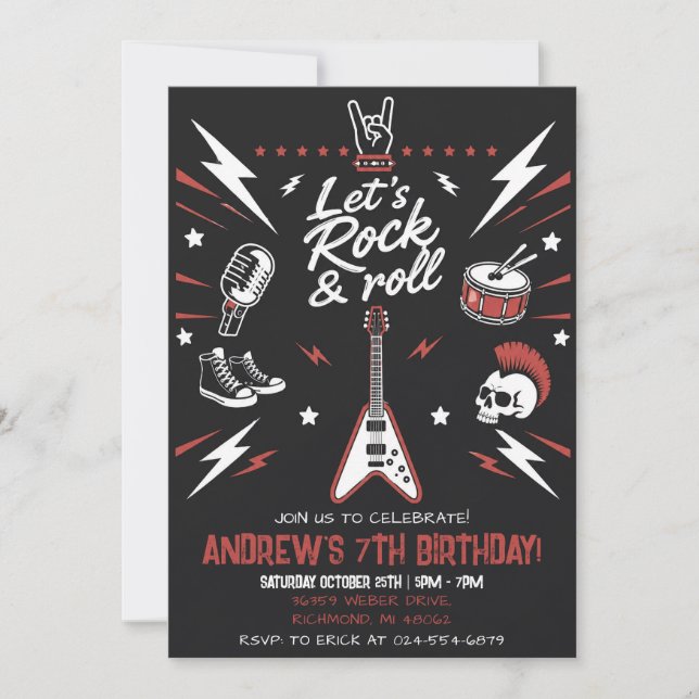 Invitación Fiesta de cumpleaños de rock estrella pop personal (Anverso)