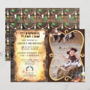 Invitación Fiesta de cumpleaños de Rodeo Rústico Occidental
