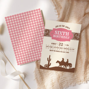 Invitación Fiesta de Cumpleaños de Rodeo Vaquero para Niñas