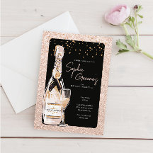 Fiesta de cumpleaños de Rosa Gold Bubbly Champagne