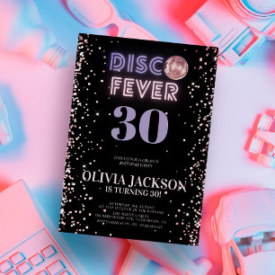 Invitación Fiesta de cumpleaños de Rosa Gold Disco Fever
