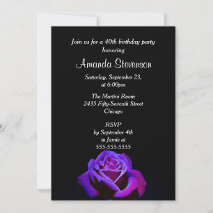 Invitación Fiesta de Cumpleaños de Rosa Púrpura con gotas de 