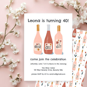 Invitación Fiesta de cumpleaños de Rosa todo el día Personali
