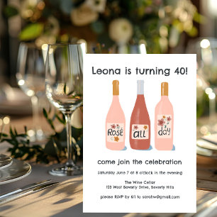 Invitación Fiesta de cumpleaños de Rosa todo el día Personali