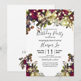 Invitación Fiesta de Cumpleaños de Rosas de Acuarela Marsala