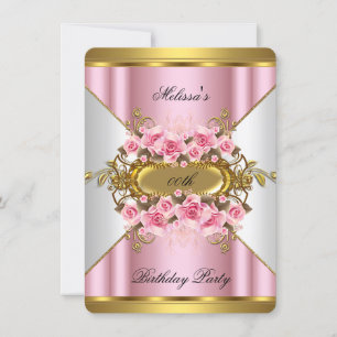 Invitación Fiesta de Cumpleaños de Rosas Rosadas Elegantes co