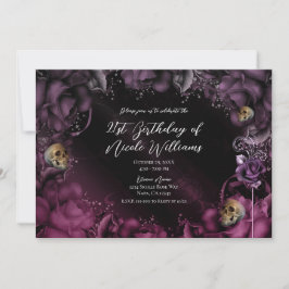 Invitación Fiesta de Cumpleaños de Rosas Rosadas Moradas Ahum
