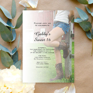 Invitación Fiesta de cumpleaños de Rustic Barn Fiesta Sweet 1